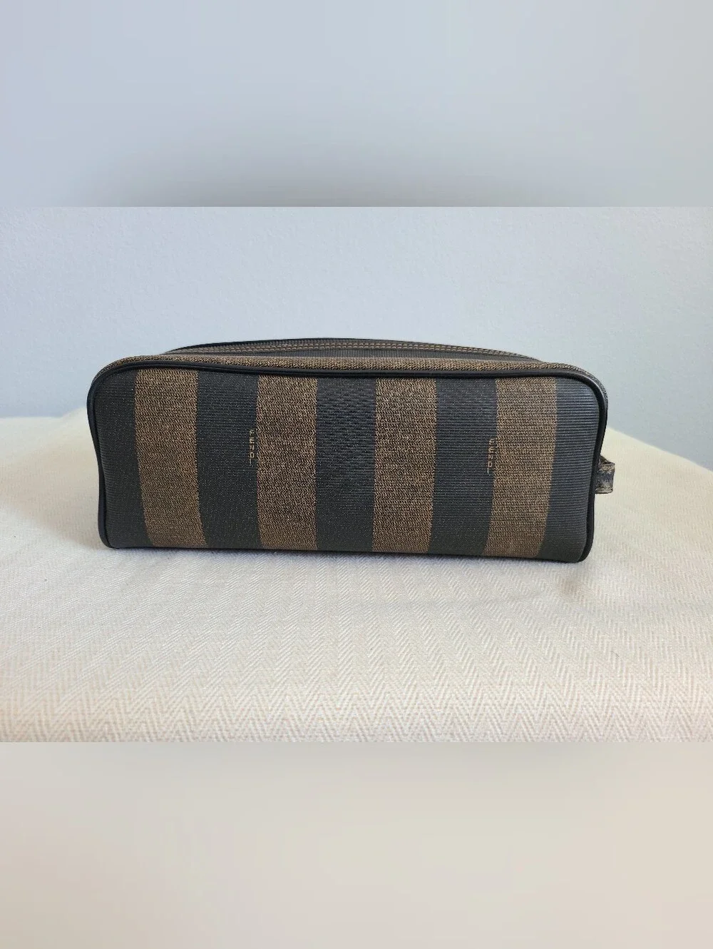 Fendi Striped Toiletry Travel Cosmetic Case